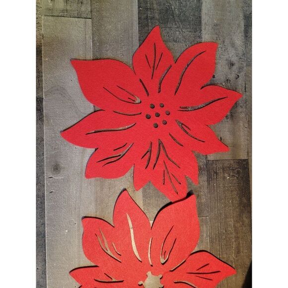 Red Floral flower AS IS felt placemat table decor set - Picture 2 of 4